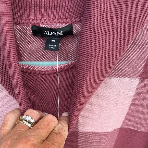 NWT Alfani Pink Cowl Neck Sweater with Plaid Design Size 3X - Picture 3 of 6
